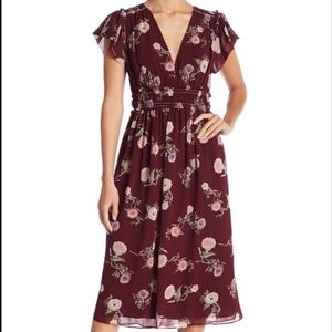 FLORAL chiffon midi dress